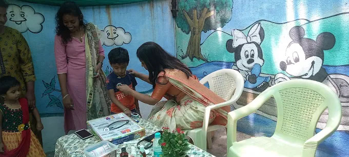 Children playing with counting blocks and shapes